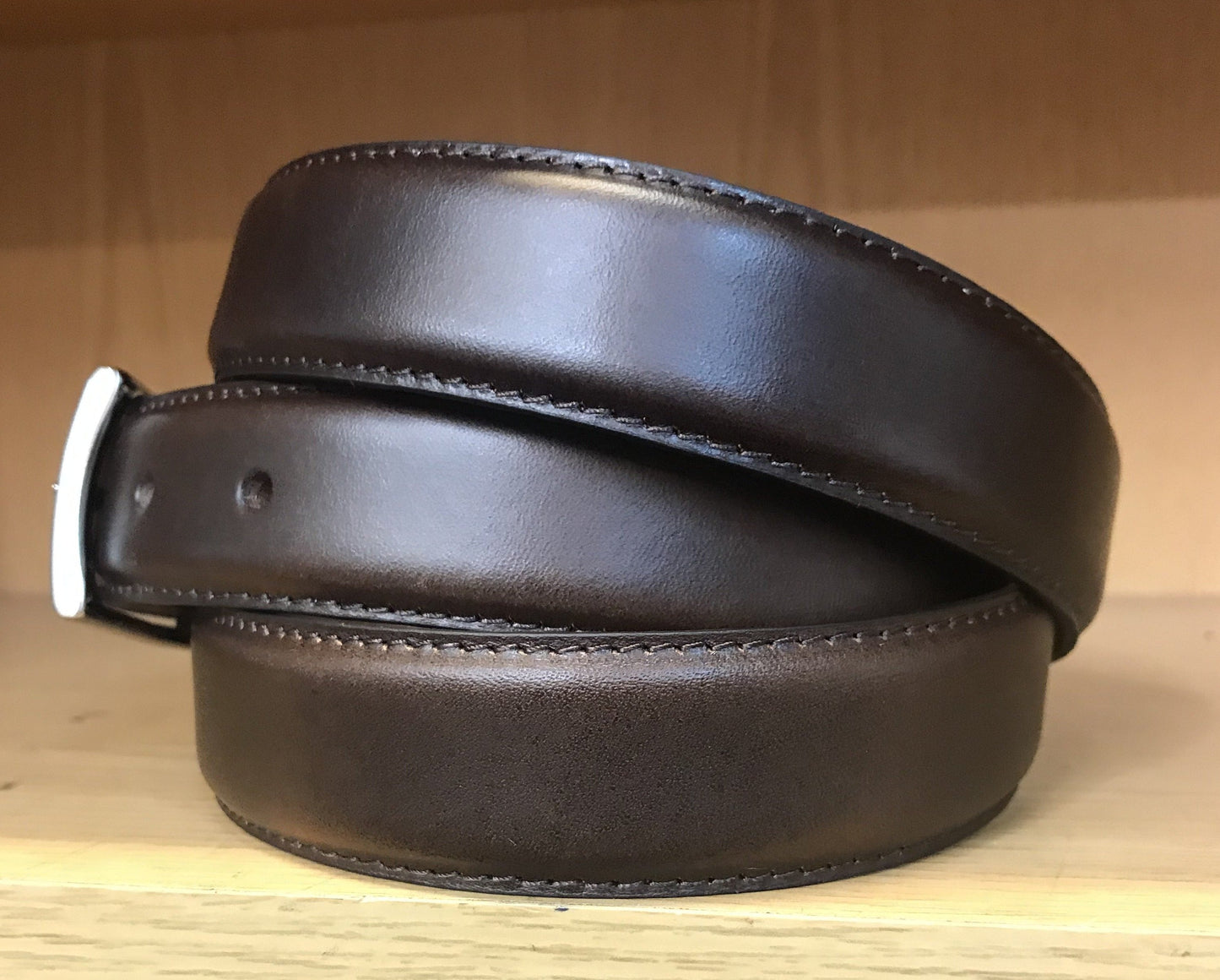 ceinture en cuir de veau couleur marron