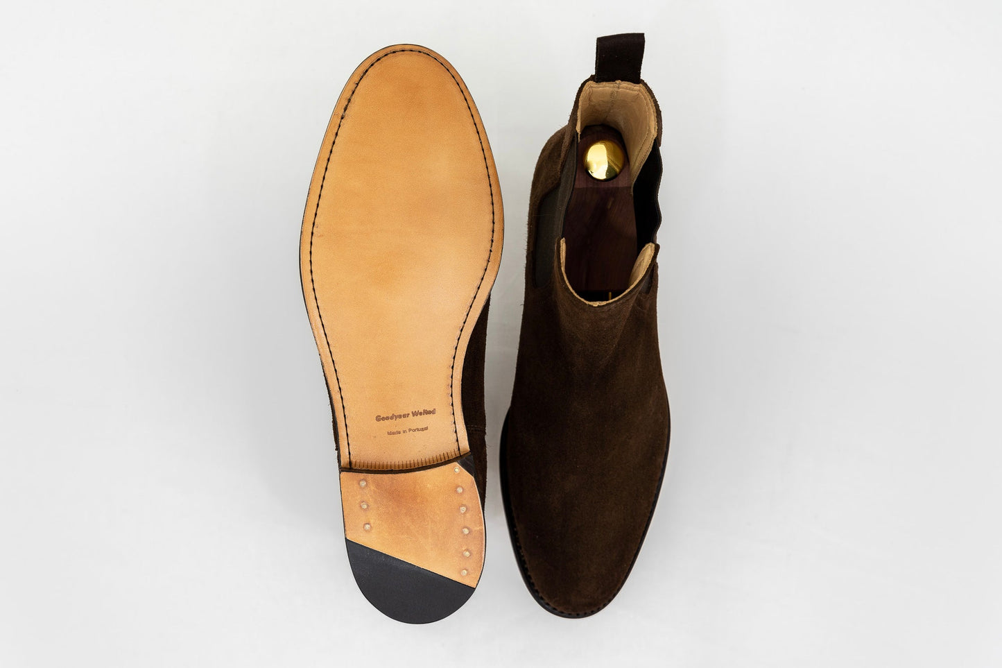 ypsons chelsea boots homme velours marron vue semelle