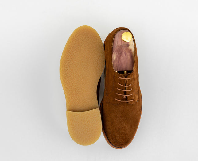 Ypsons derby Bluchers homme velours marron semelle crêpe