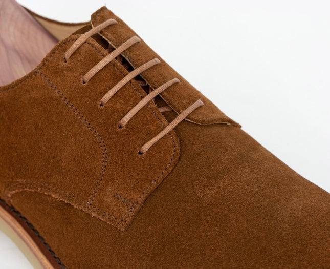 Ypsons derby bluchers homme velours marron vue close up