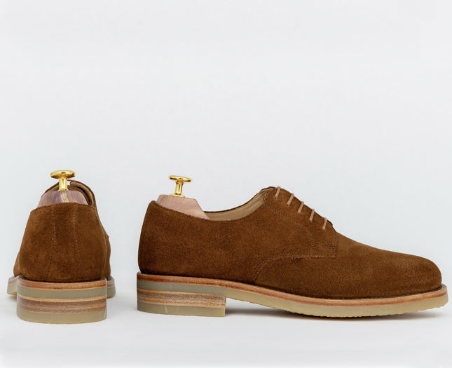Ypsons derby Bluchers homme velours marron vue de profil