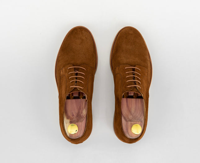 Ypsons derby Bluchers homme velours marron vue dessus