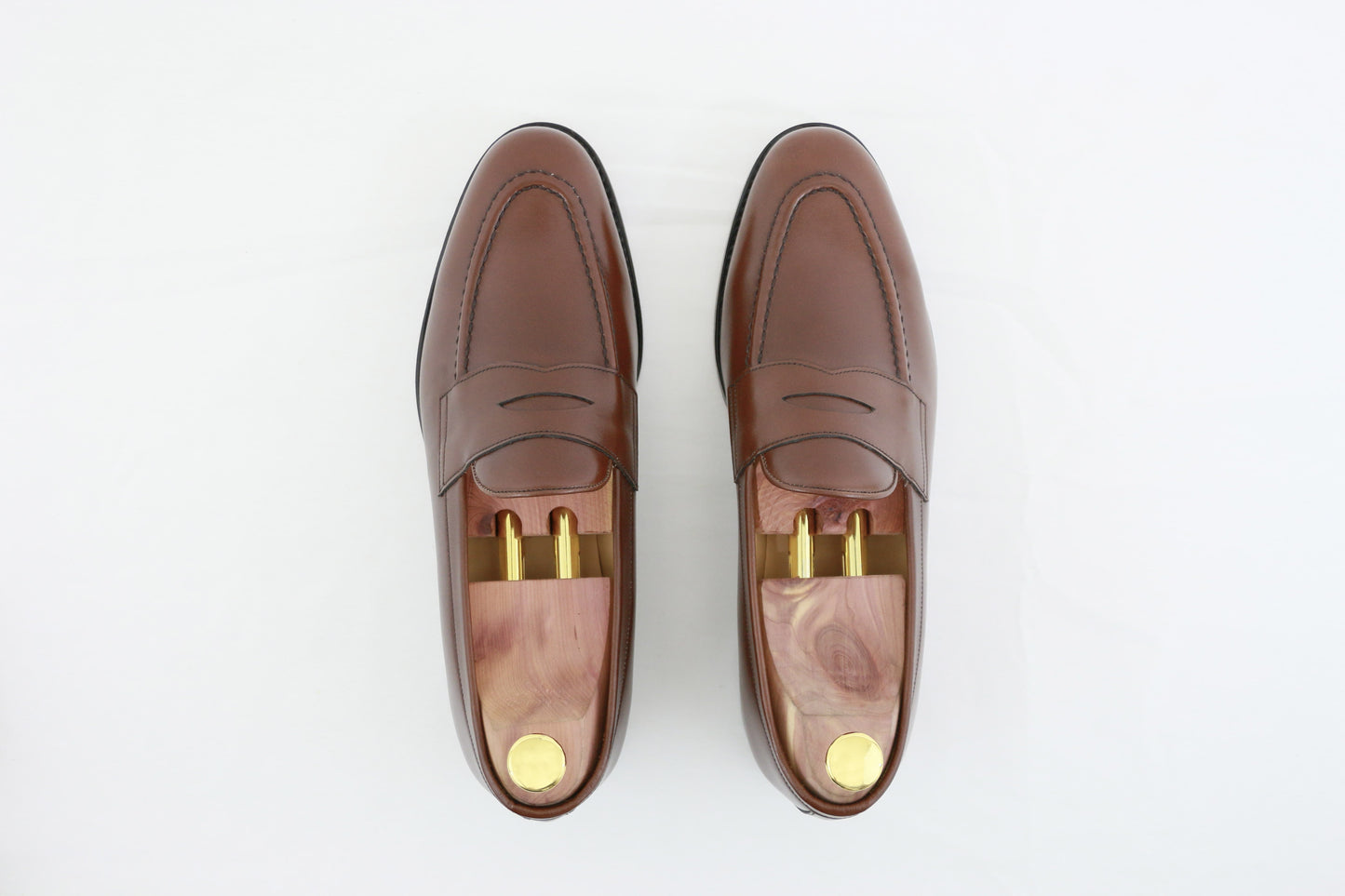 ypsons mocassins homme barcelone chataigne semelle cuir vue dessus