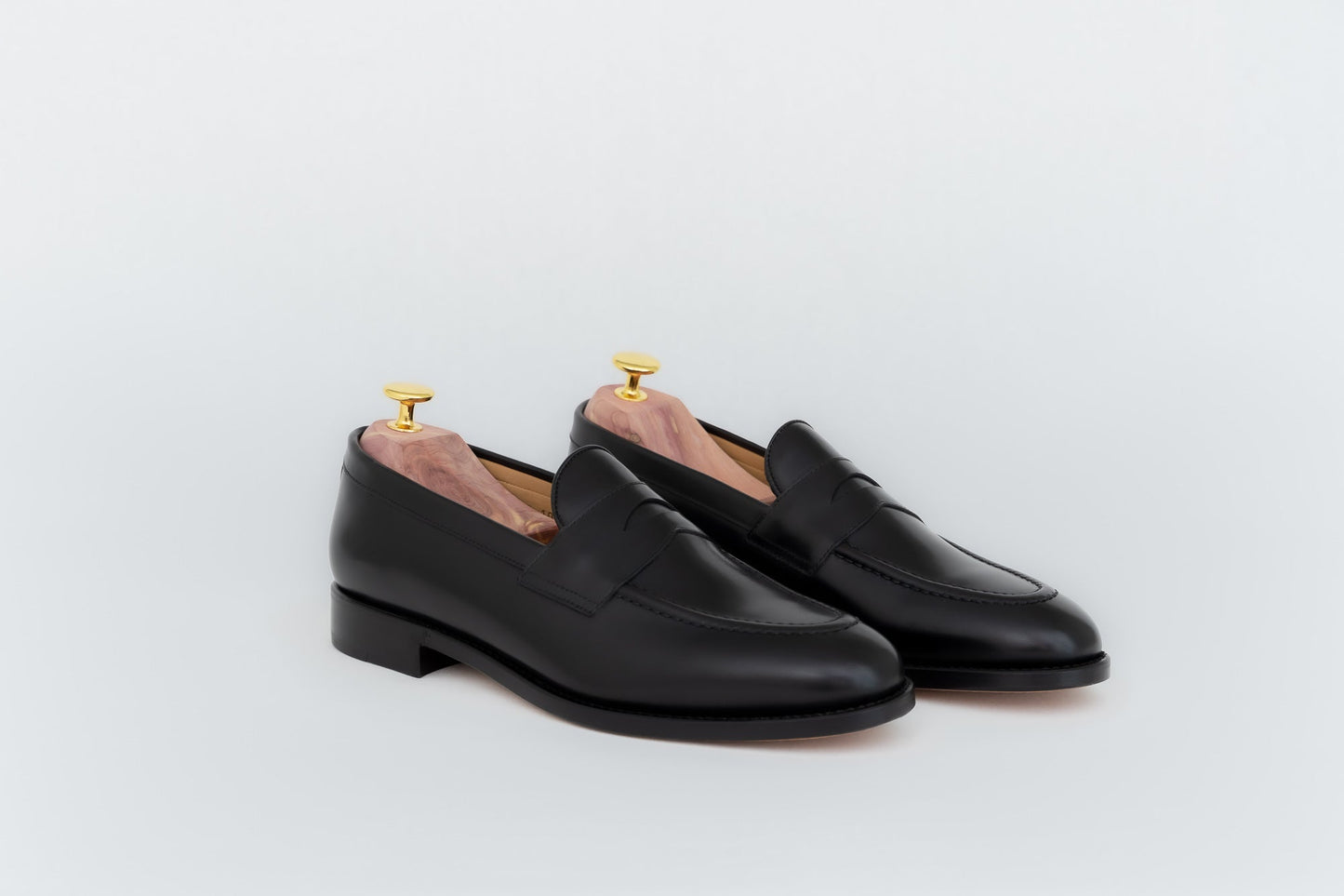 ypsons mocassins homme barcelone noir semelle cuir vue de biais