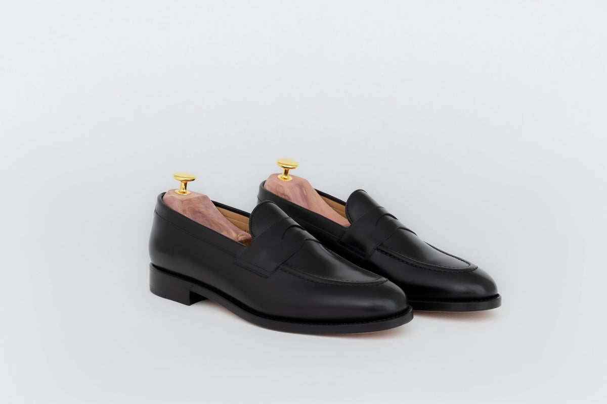 Barcelone ypsons mocassins homme barcelone noir semelle cuir vue de biais