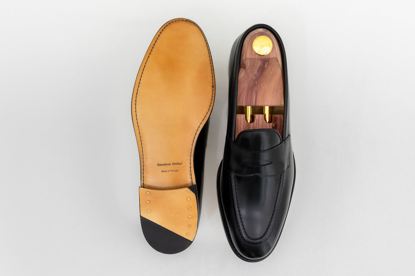 ypsons mocassins homme barcelone noir semelle cuir vue semelle