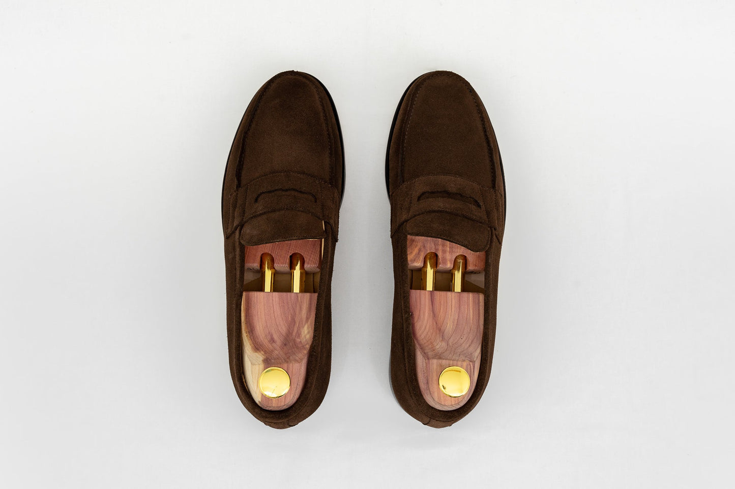 ypsons mocassins homme oxford velours marron semelle cuir vue dessus