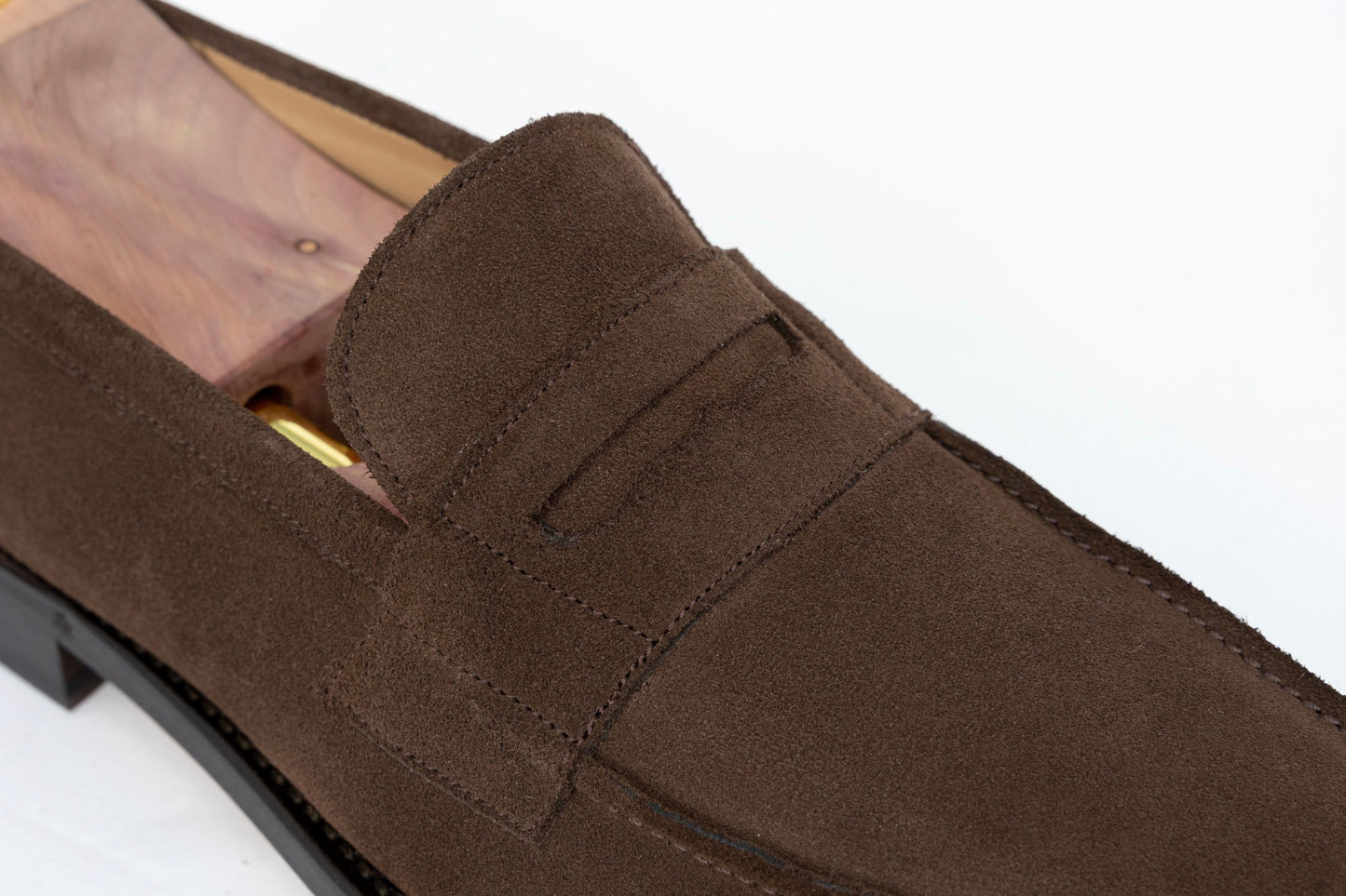 ypsons mocassins homme oxford velours marron semelle cuir vue zoom