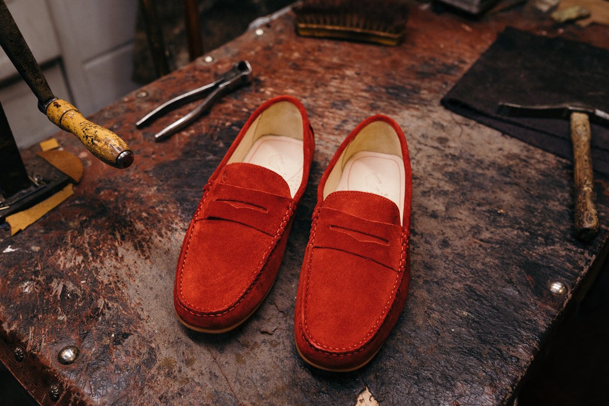 Mocassins Relax Velours rouge