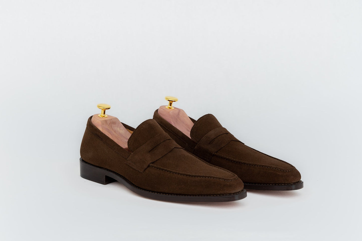 ypsons mocassins homme vercelli velours marron semelle cuir vue de biais