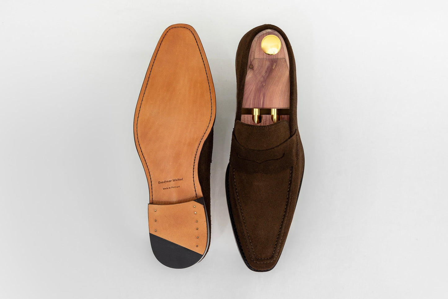 ypsons mocassins homme vercelli velours marron semelle cuir vue semelle