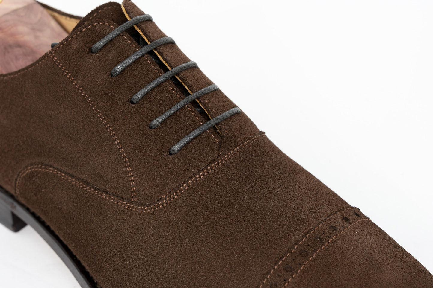 ypsons richelieu homme diplomate velours-marron semelle cuir vue zoom