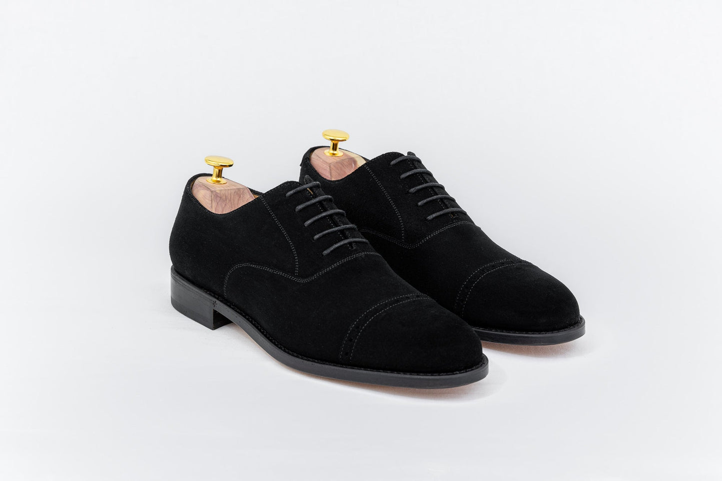 ypsons richelieu homme diplomate velours noir semelle cuir vue de biais