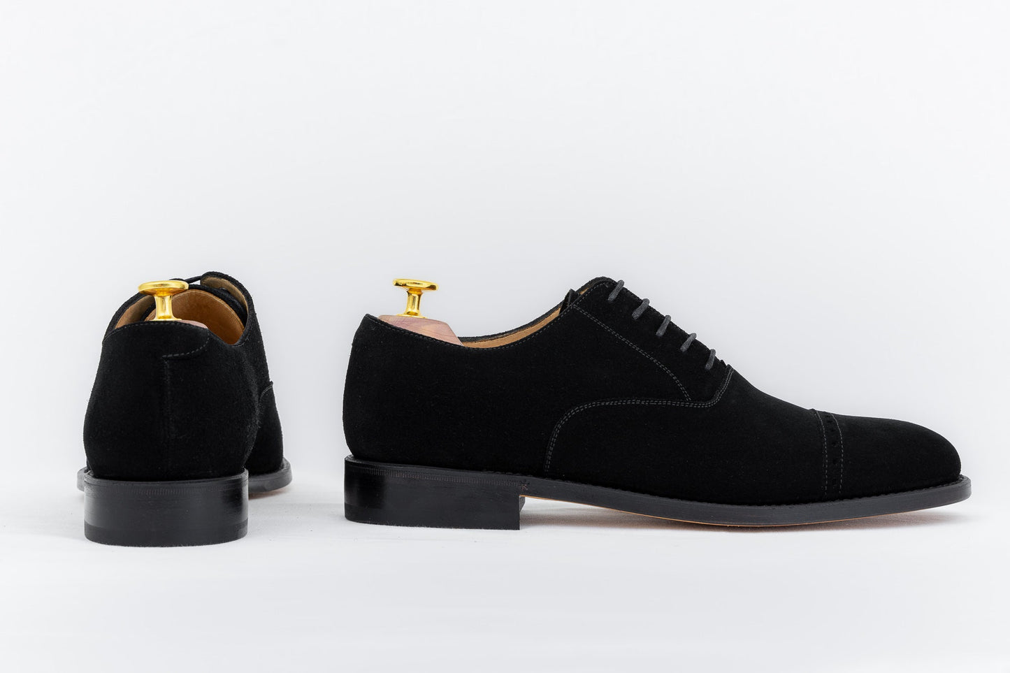 ypsons richelieu homme diplomate velours noir semelle cuir vue de profil