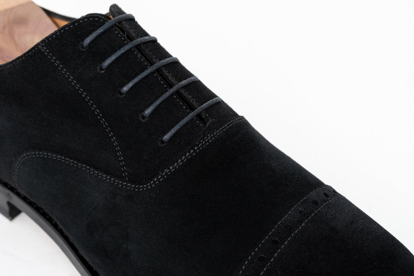 ypsons richelieu homme diplomate velours noir semelle cuir vue zoom