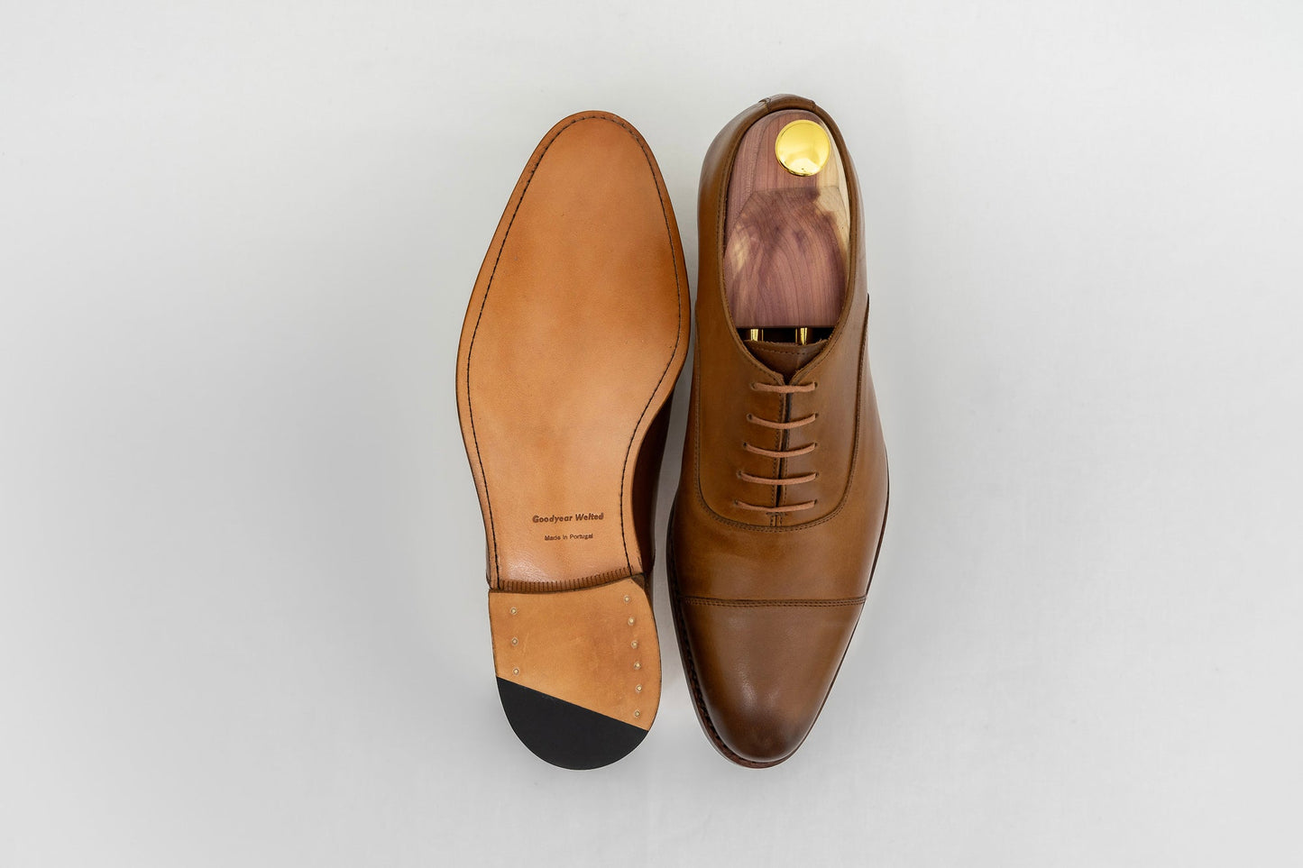 ypsons richelieu homme ely cuir patine marron semelle cuir vue semelle