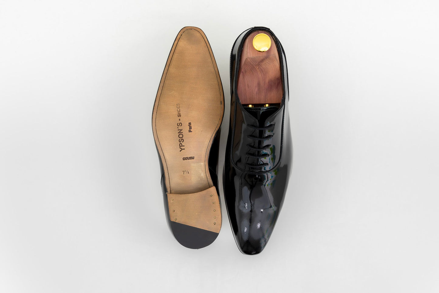 ypsons richelieu homme finizio cuir vernis noir semelle cuir vue semelle