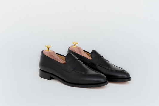 ypsons mocassins homme barcelone noir semelle cuir vue de biais