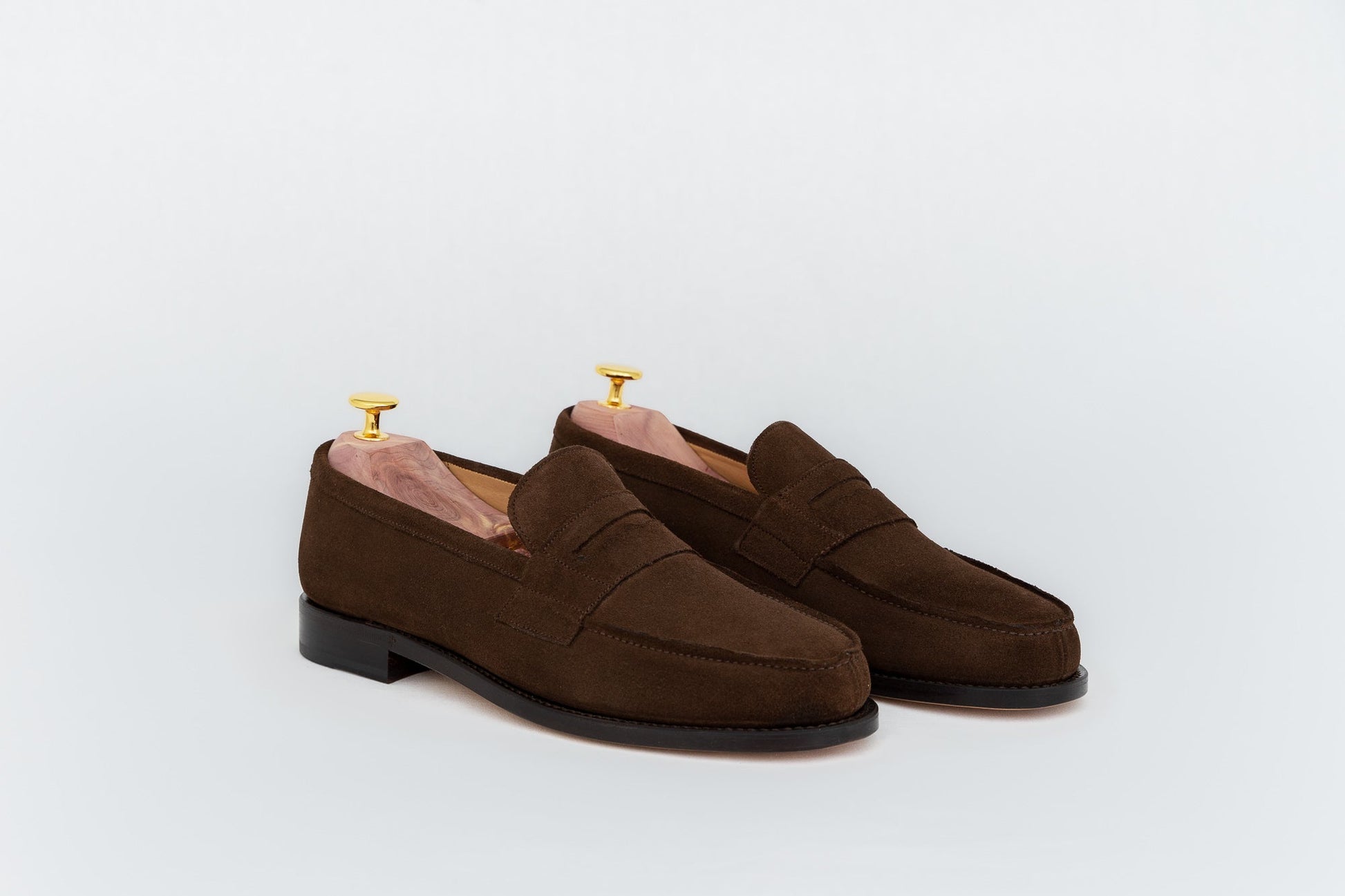 ypsons mocassins homme oxford velours marron semelle cuir vue de biais