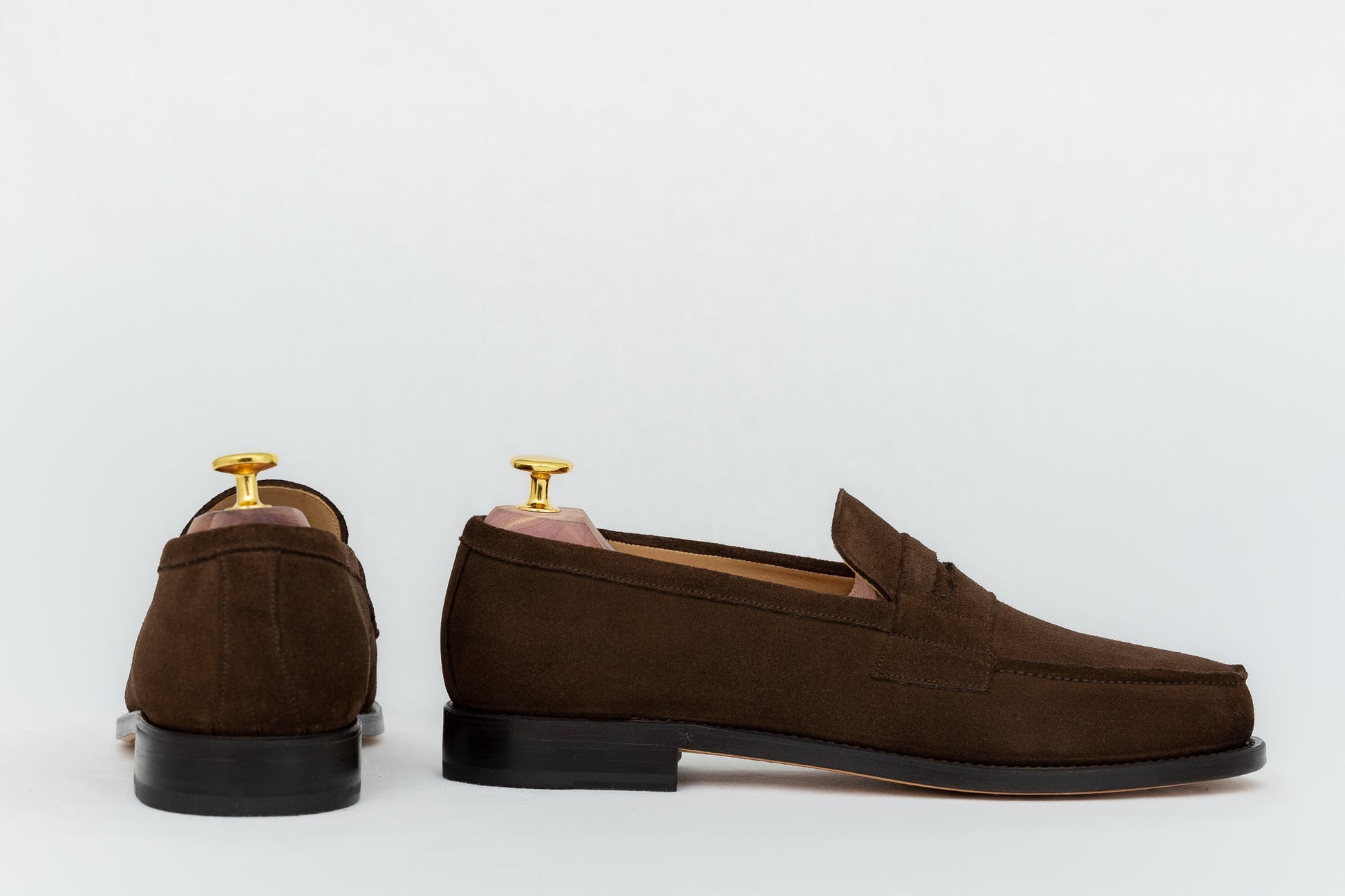 ypsons mocassins homme oxford velours marron semelle cuir vue de profil
