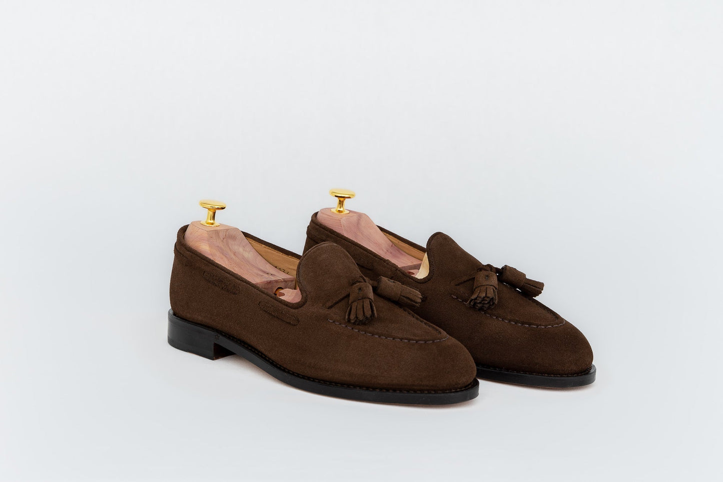 ypsons mocassins homme sevilla velours marron semelle cuir vue de biais