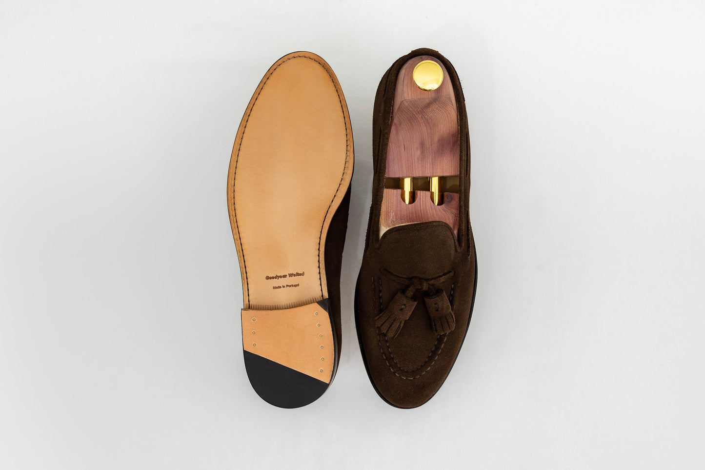 ypsons mocassins homme sevilla velours marron semelle cuir vue semelle