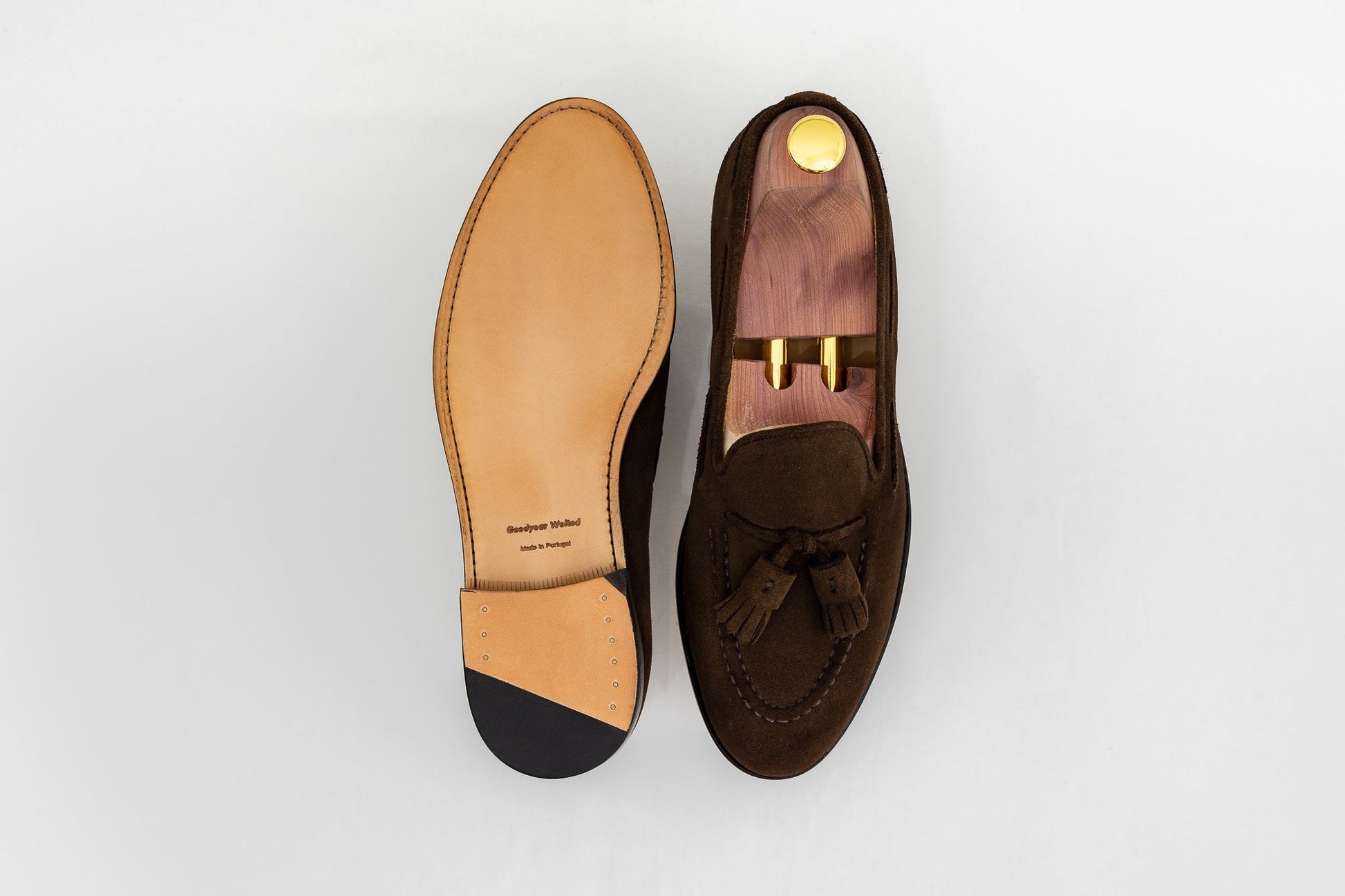 ypsons mocassins homme sevilla velours marron semelle cuir vue semelle