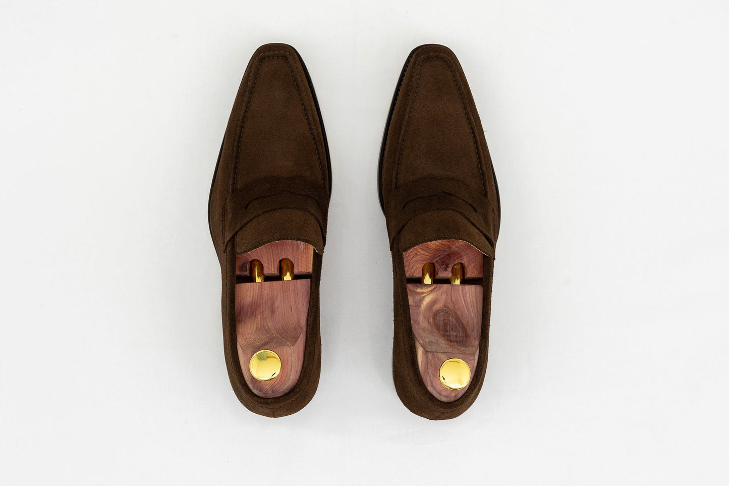 ypsons mocassins homme vercelli velours marron semelle cuir vue dessus