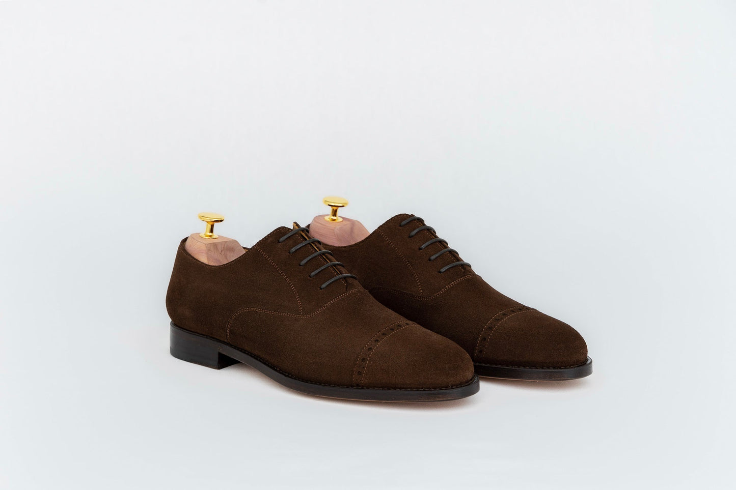 ypsons richelieu homme diplomate velours-marron semelle cuir vue de biais