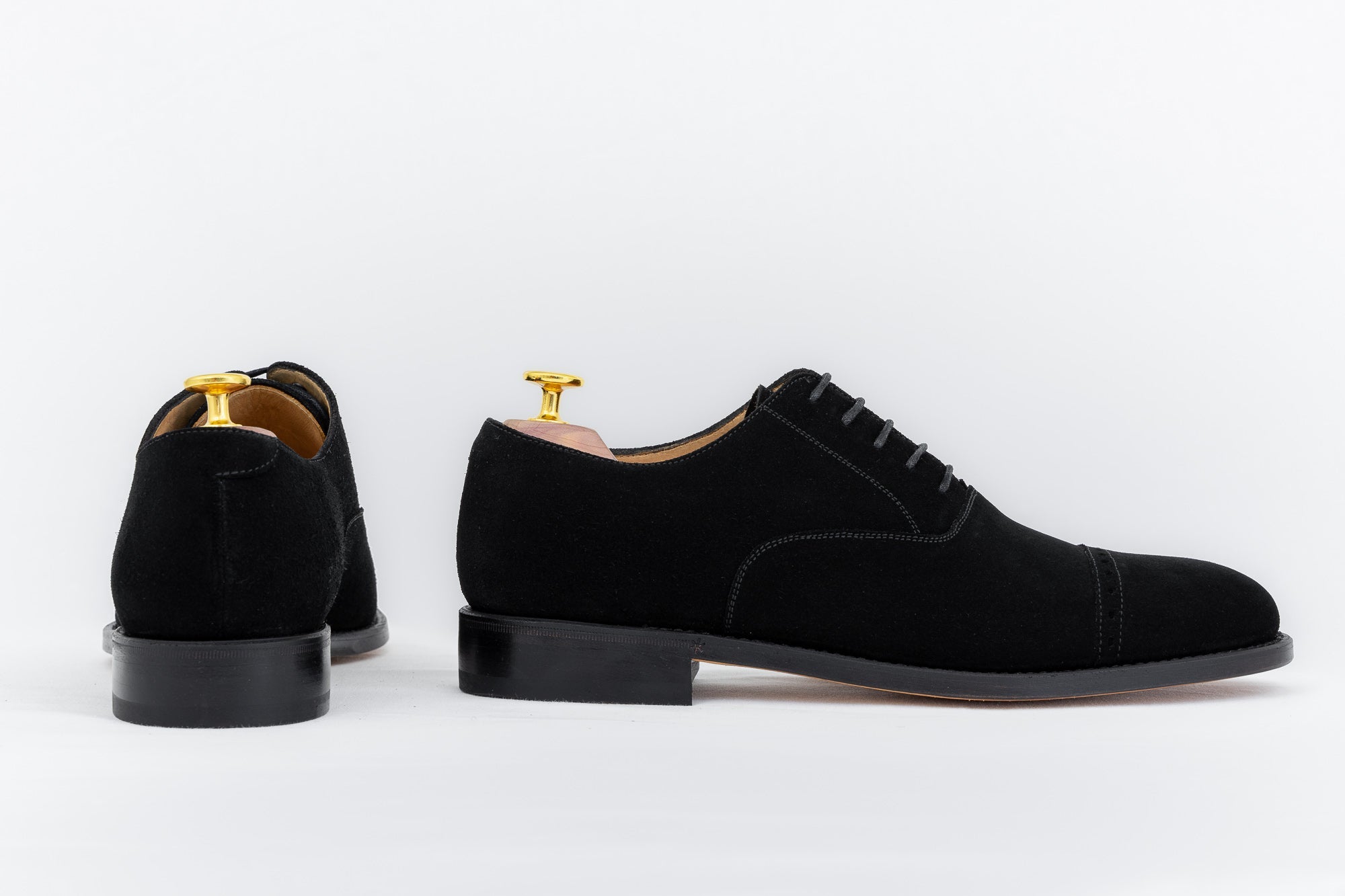 ypsons richelieu homme diplomate velours noir semelle cuir vue de profil