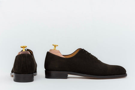ypsons richelieu homme san velours marron semelle cuir vue de profil