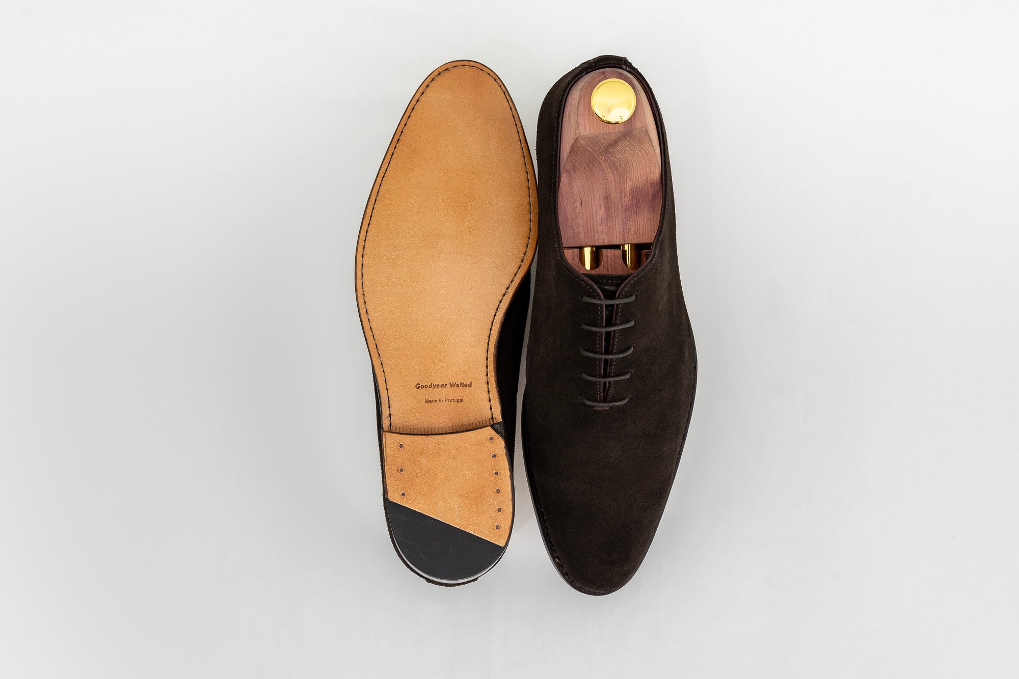 ypsons richelieu homme san velours marron semelle cuir vue semelle
