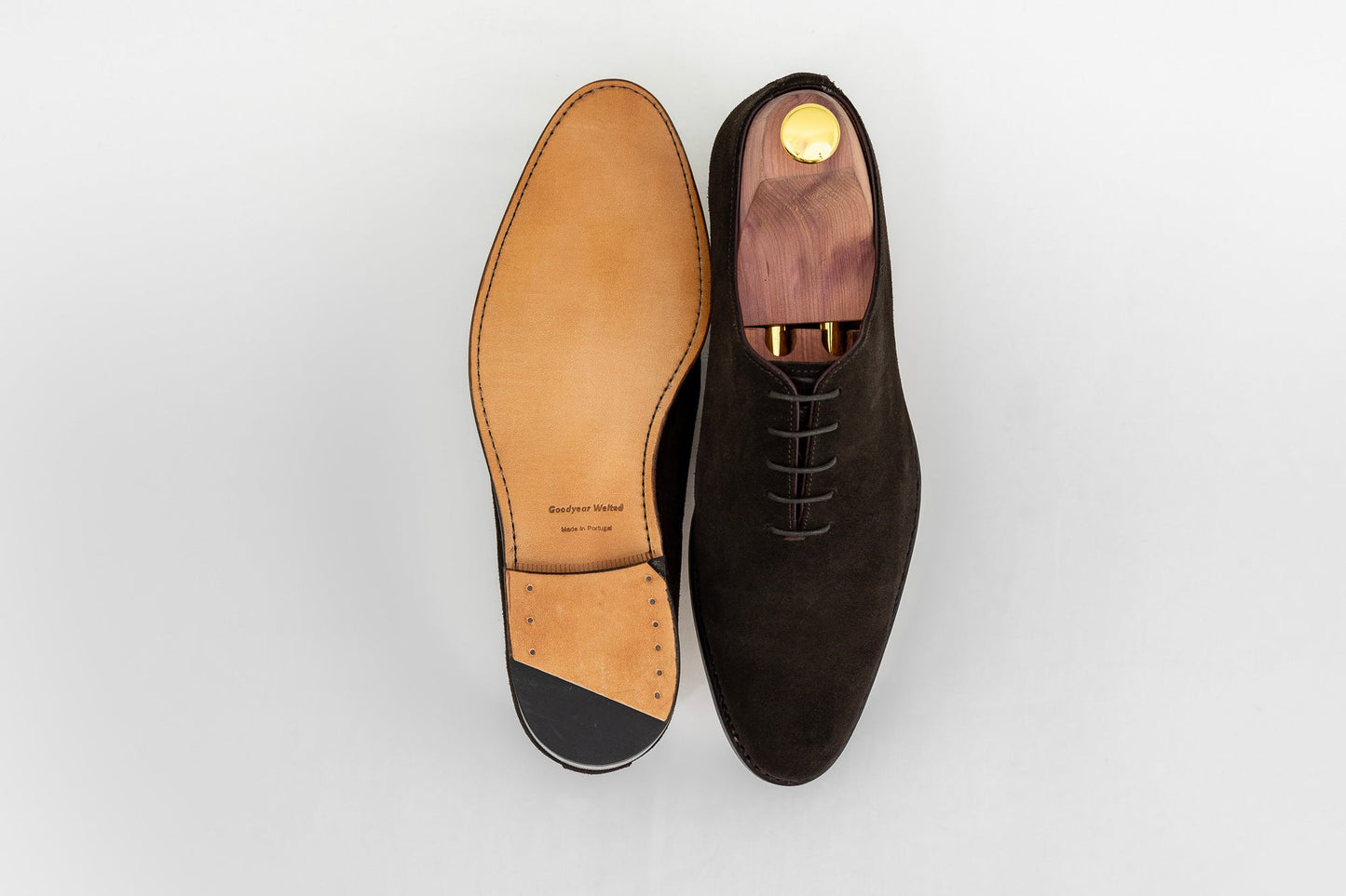 ypsons richelieu homme san velours marron semelle cuir vue semelle